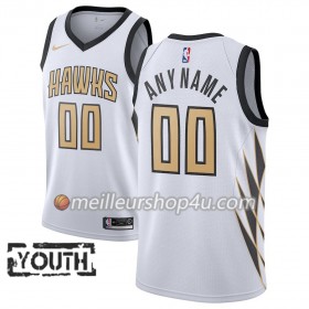 Maillot Basket Enfant Atlanta Hawks Personnalisé 2018-19 Nike City Edition Blanc Swingman
